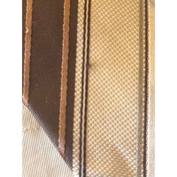 Valerio Garati Necktie  - 100% Polyester Brown Cream Gray Off White Striped Tie - Picture 10 of 13